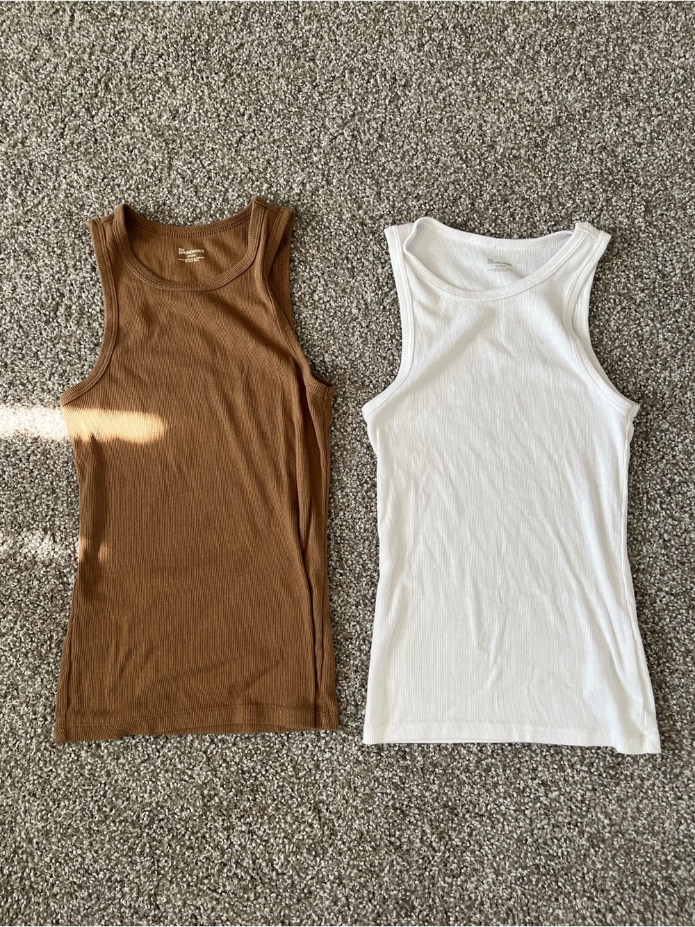 Bundle of 2 Women’s Ribbed Tank Tops - White & Brown